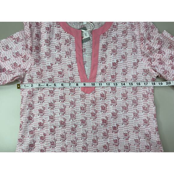 Anthropologie Pomegranate Boho Cotton Tunic S Pink White Resort Llama Print NWT - Picture 9 of 13